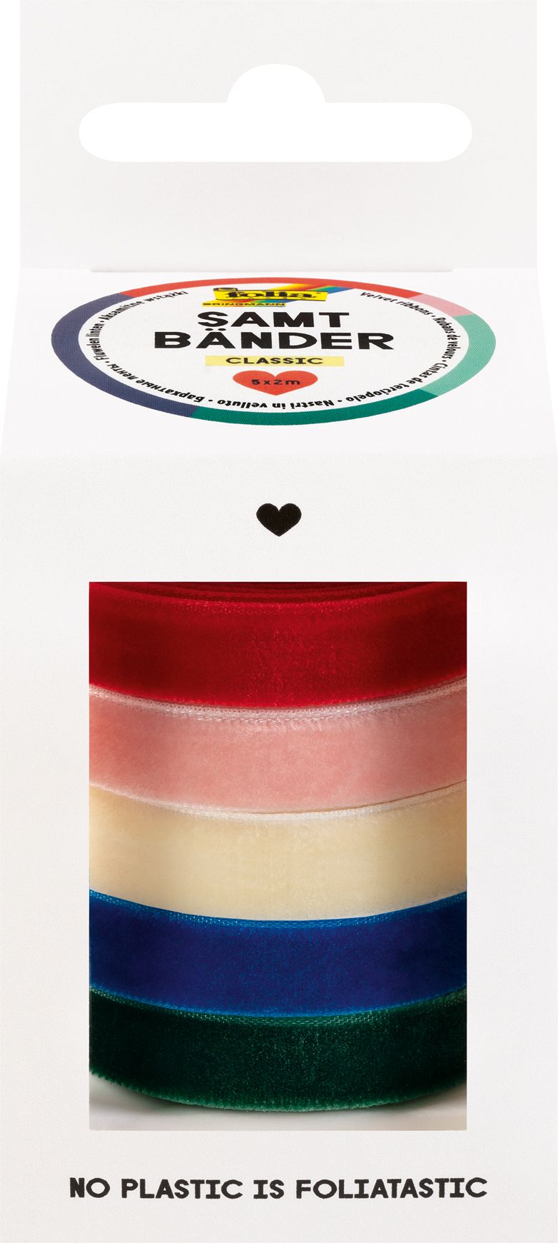 Sametové stužky - sada - 5 barev - KLASIK