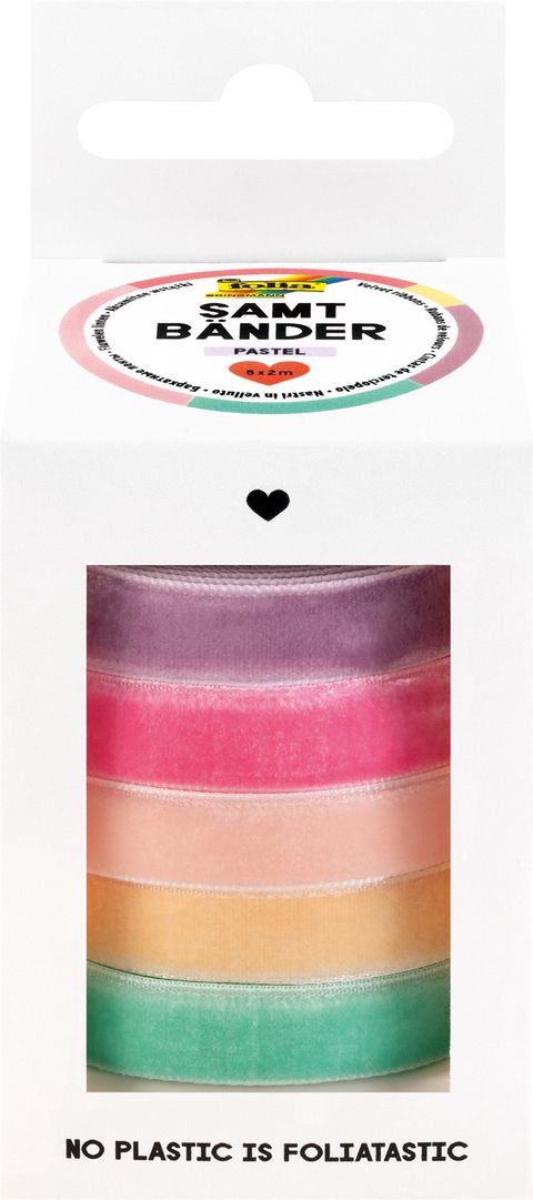 Obrázek produktu: Sametové stužky - sada - 5 barev - PASTEL