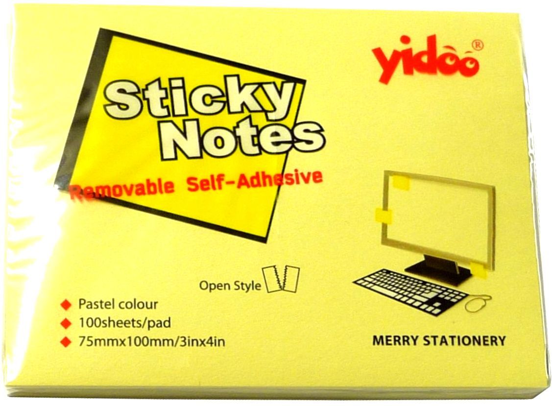 Samolepicí bloček 100 × 75 mm 100 listů - žlutý