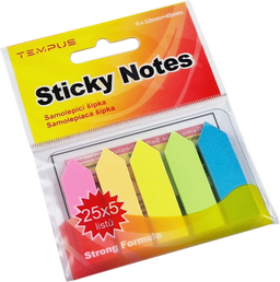 Obrázek produktu: Samolepicí bloček 45 × 12 mm 5 barev Šipky - neon mix