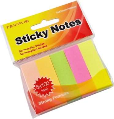 Obrázek produktu: Samolepicí bloček 50 × 15 mm 5 barev - neon mix