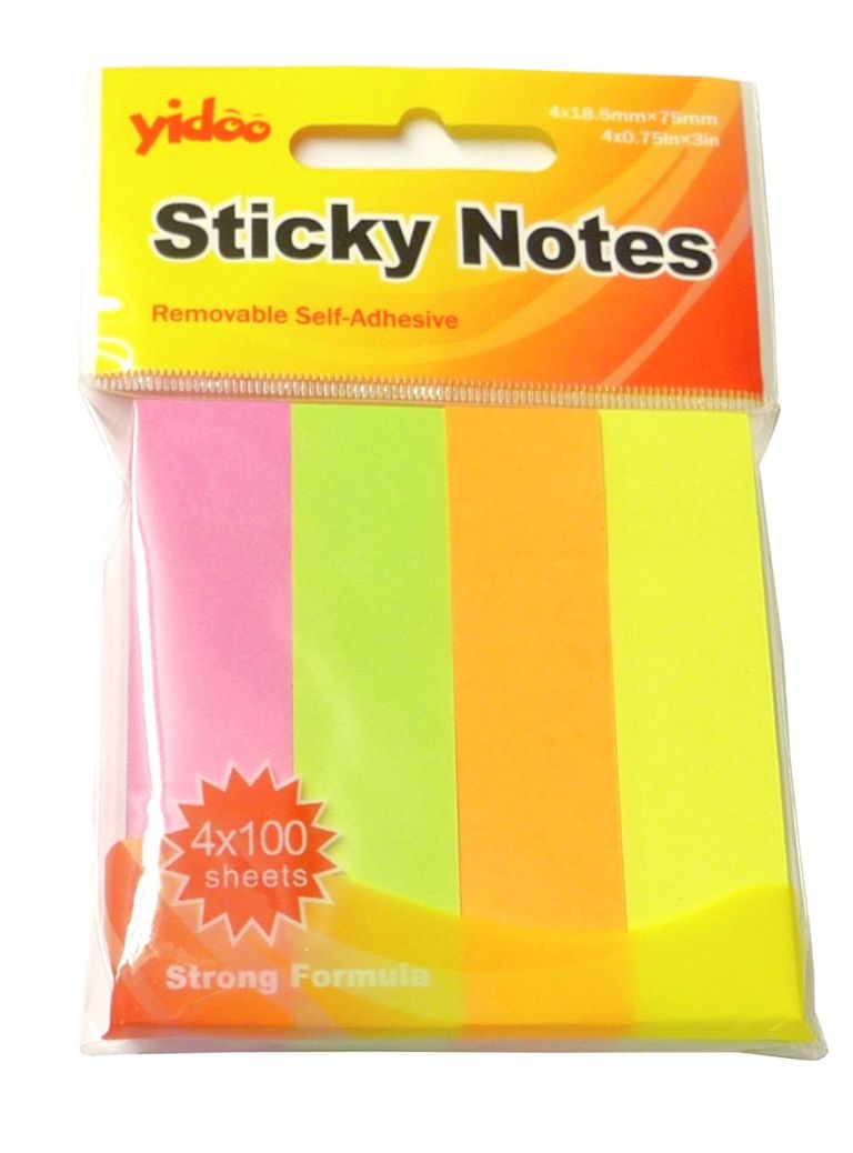Samolepicí bloček 75 × 18,5 mm 4 barvy - neon mix