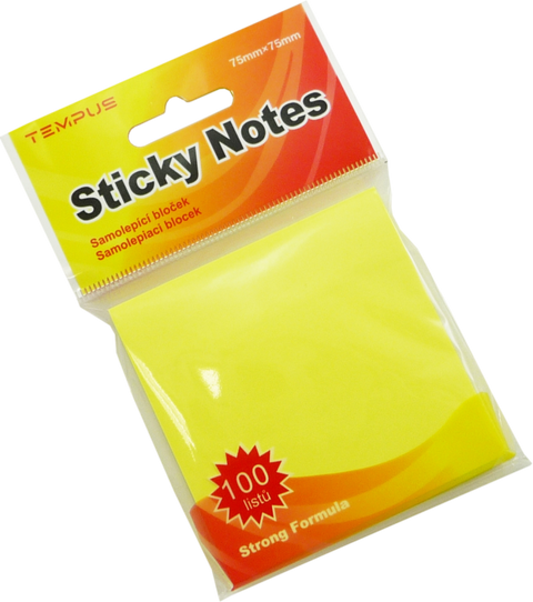 Obrázek produktu: Samolepicí bloček 75 × 75 mm 100 listů - neon žlutý