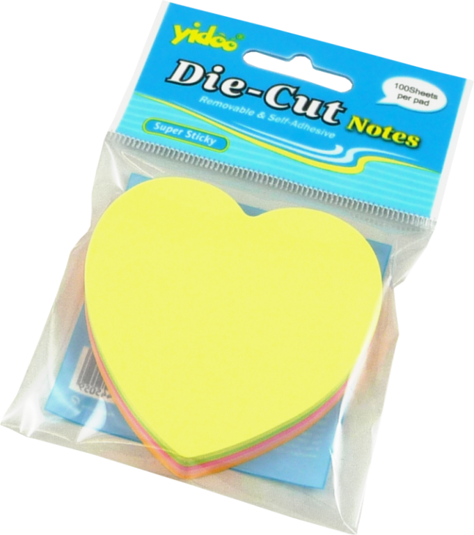 Samolepicí bloček Srdce 100 lístků - neon mix