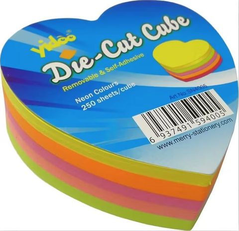 Obrázek produktu: Samolepicí bloček Srdce 250 lístků - neon mix