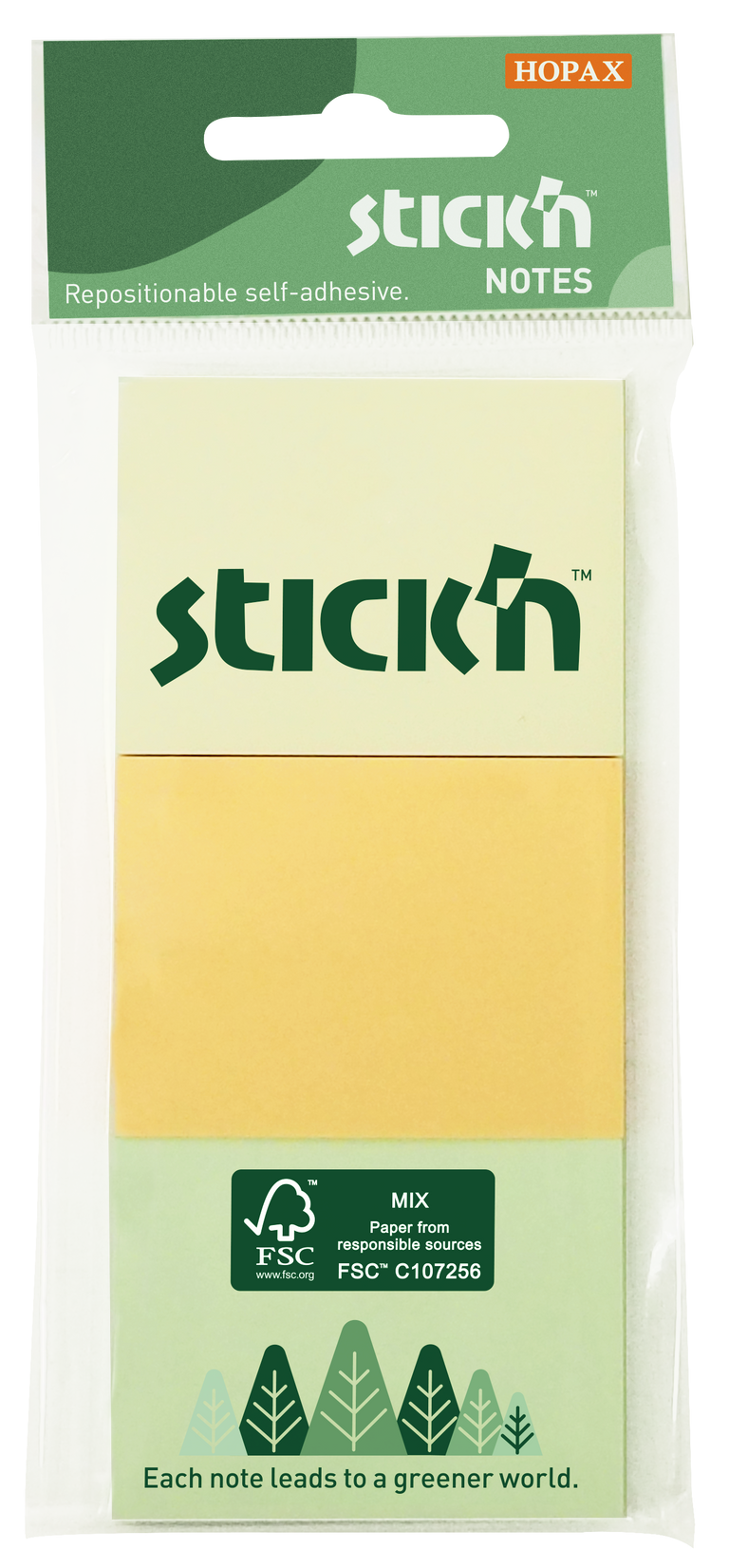 Stick’n by Hopax Samolepicí bloček Stick'n by Hopax FSC - 38 x 51 mm, 3x100 lístků, pastel mix