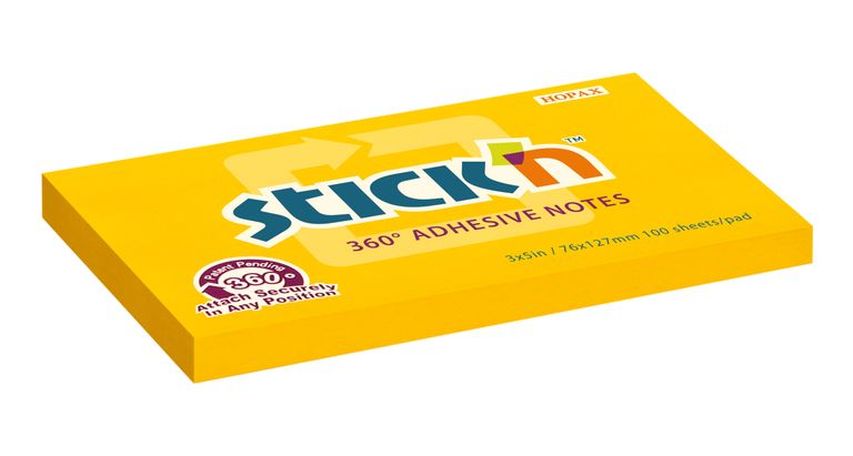 Hopax Stick'n Notes 360° - samolepicí bloček - 76 × 127 mm, 100 l., oranžový
