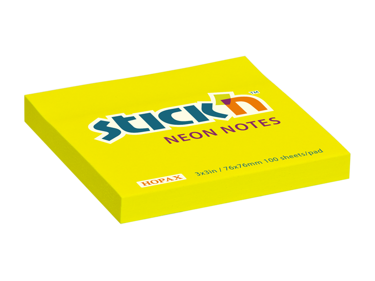Samolepicí bloček Hopax Stick’n Notes 76 × 76 mm, 100 listů žlutý