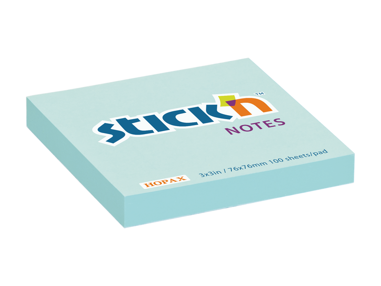 Samolepicí bloček Hopax Stick’n Pastel Notes 76 × 76 mm, 100 listů, výběr barev modrá Stick’n by Hopax