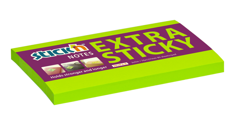 Hopax Stick'n Extra Sticky - samolepicí bloček - 127 × 76 mm, 90 l., zelený
