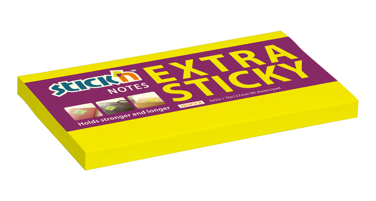Hopax Stick'n Extra Sticky - samolepicí bloček - 127 × 76 mm, 90 l., žlutý