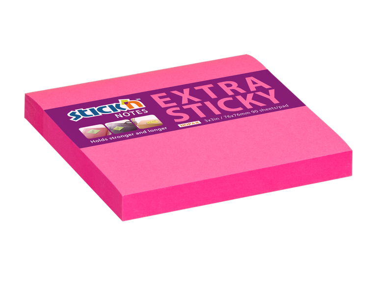 Stick’n by Hopax Samolepicí bloček Extra Sticky Stickn by Hopax - 76 x 76 mm, neonově růžový