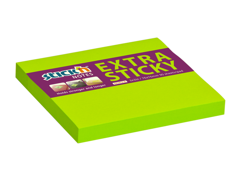 Stick’n by Hopax Samolepicí bloček Extra Sticky Stickn by Hopax - 76 x 76 mm, neonově zelený