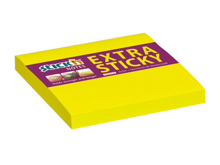 Stick’n by Hopax Samolepicí bloček Extra Sticky Stickn by Hopax - 76 x 76 mm, neonově žlutý