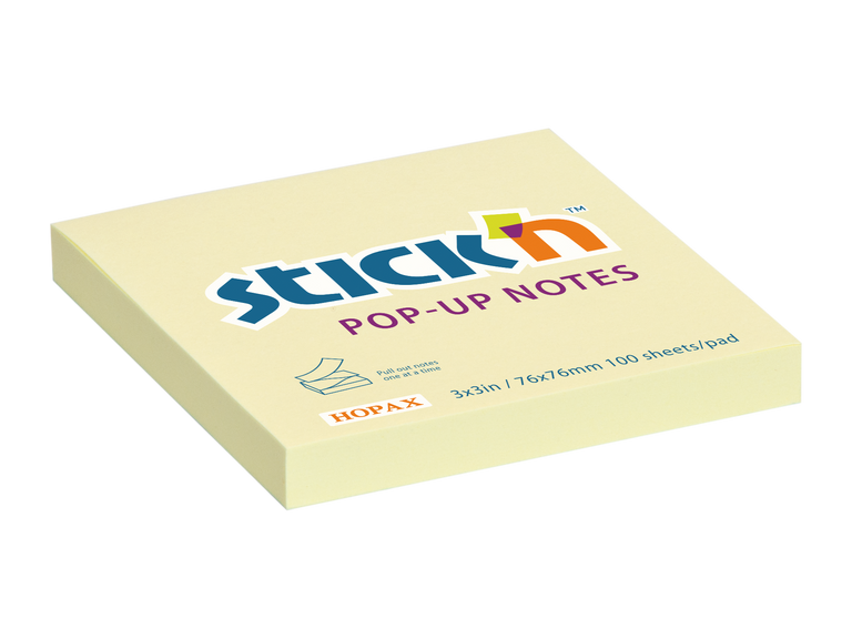 Hopax Stick'n Pop-Up Notes - samolepicí Z-bloček - 76 × 76 mm, 100 l.