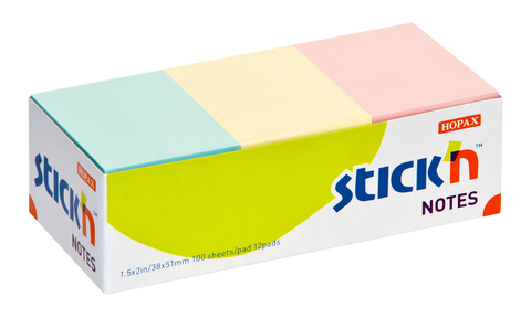 Obrázek produktu: Samolepicí bločky Stick'n 38 × 51 mm, 12 × 100 lístků, pastelové barvy