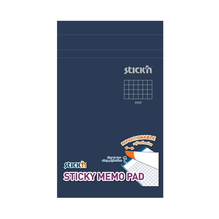 Hopax Stick'n Sticky Memo Pad - samolepicí blok - 190,5 x 114 mm, 50 l., bílý, čtverečkovaný