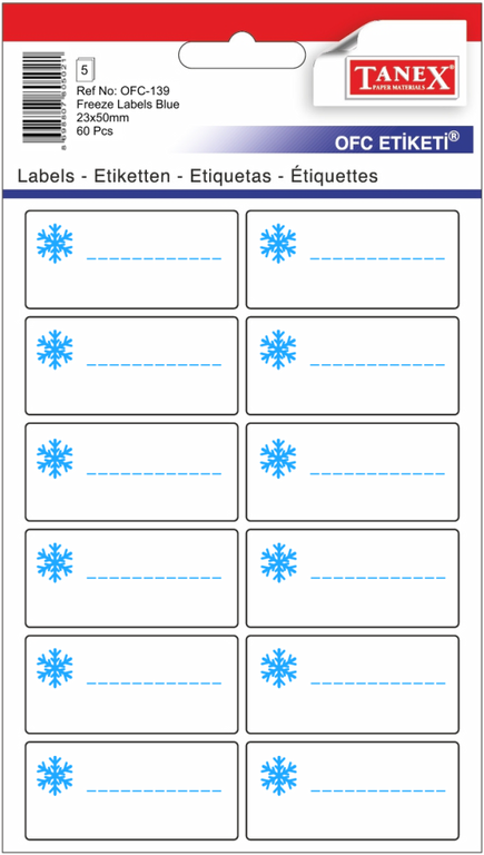 Samolepicí etikety do mrazáku v sáčku 23 × 50 mm, 60 ks