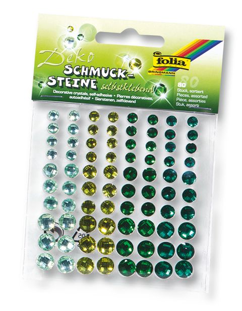 Obrázek produktu: Samolepicí kamínky - odstíny zelené (80 ks)