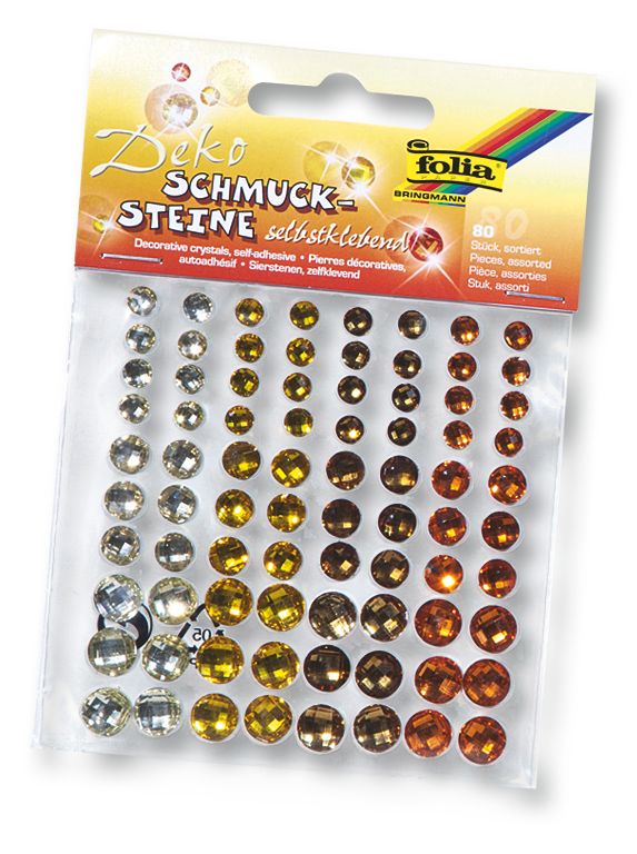 Samolepicí kamínky - odstíny žluté/hnědé (80 ks)