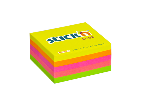 Obrázek produktu: Samolepicí kostka Stick'n 51 × 51 mm, 250 lístků, mix neonových barev žlutá