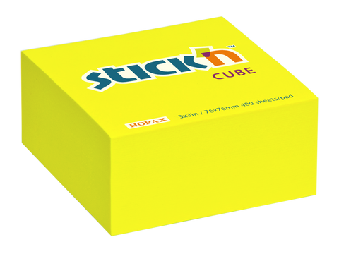 Obrázek produktu: Samolepicí kostka Stick'n 76 × 76 mm, 400 lístků, neonově žlutá