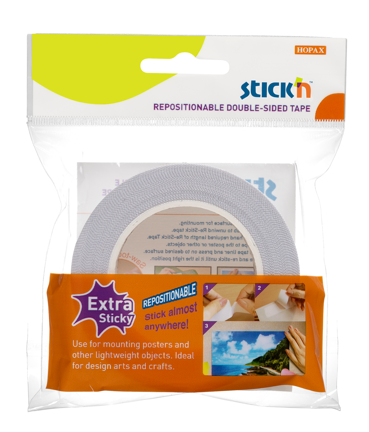 Samolepicí oboustranná páska Stick'n, 12 mm × 12 m, odnímatelná