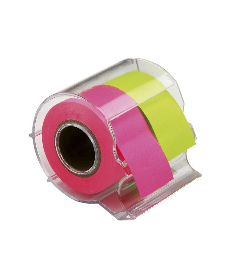 Samolepicí papírky CONCORDE 2,5 cm × 10 m s odvíječem - 2 neon barvy
