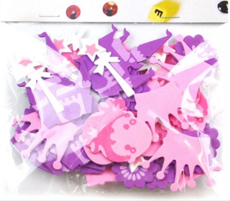 Samolepicí pěnové korunky, hrad, princezny - 48 ks