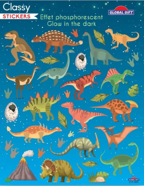 Samolepky svítící ve tmě - dinosauři