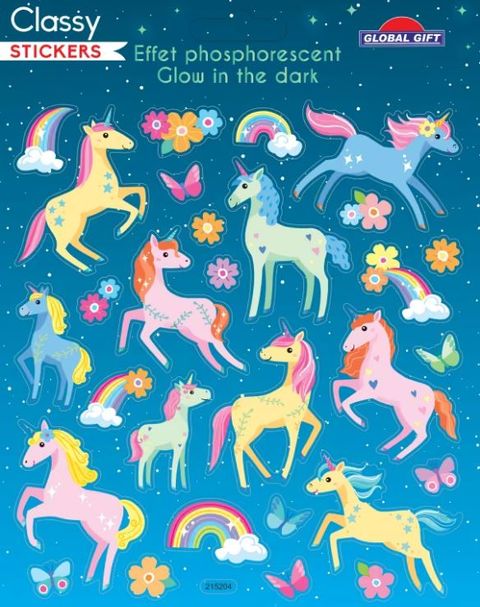 Obrázek produktu: Samolepky svítící ve tmě - pasteloví jednorožci