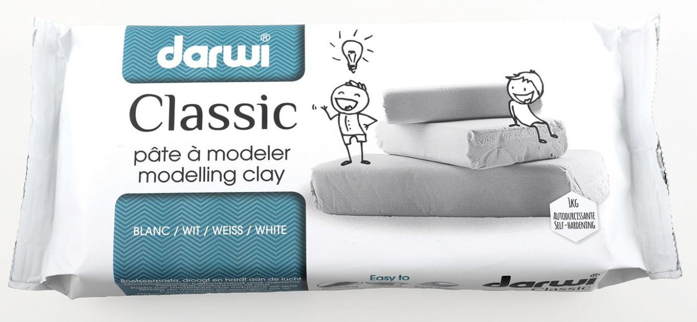 Samotvrdnoucí modelovací hmota DARWI - 1000 g, bílá