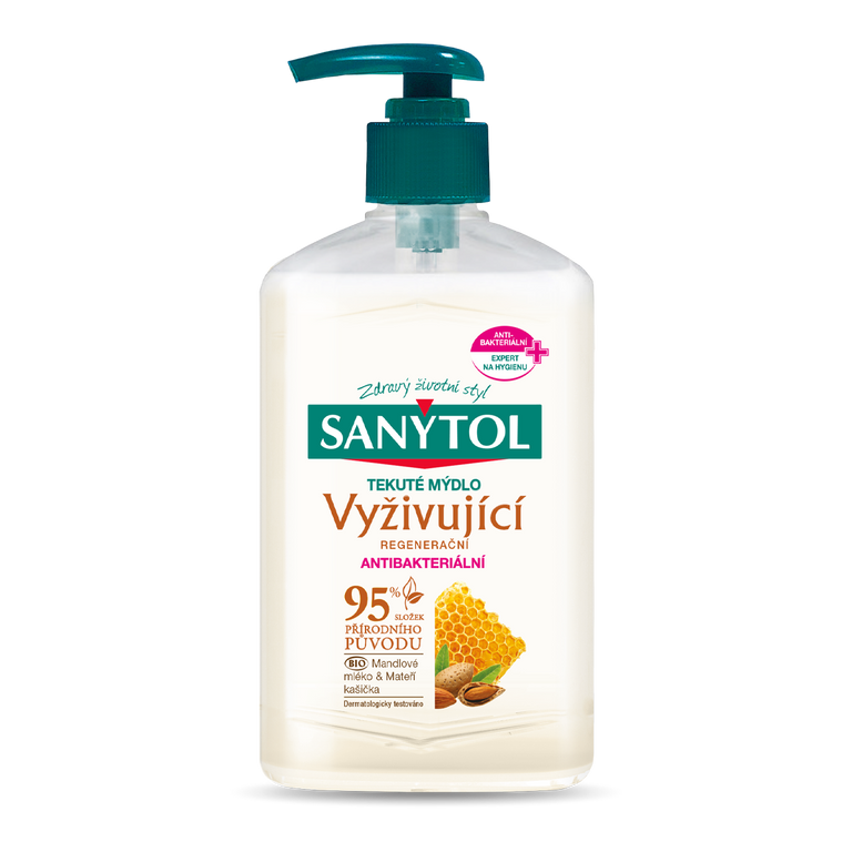 Sanytol Vyživující - tekuté mýdlo - Mandlové mléko & Mateří kašíčka, 250 ml