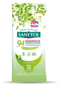 Obrázek produktu: Sanytol univerzální čisticí utěrky 94 % rostlinného původu 36 ks MAXI