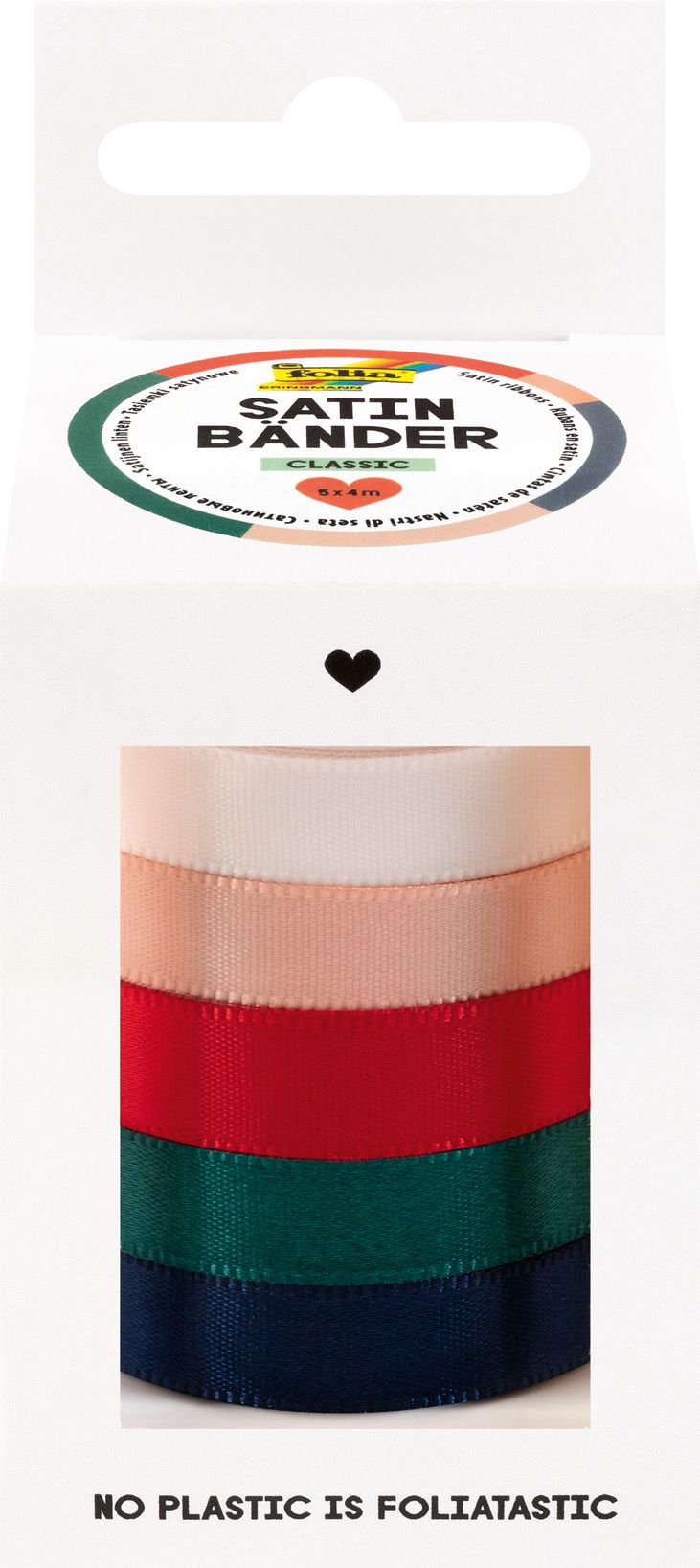 Saténové stužky - sada - 5 barev - KLASIK