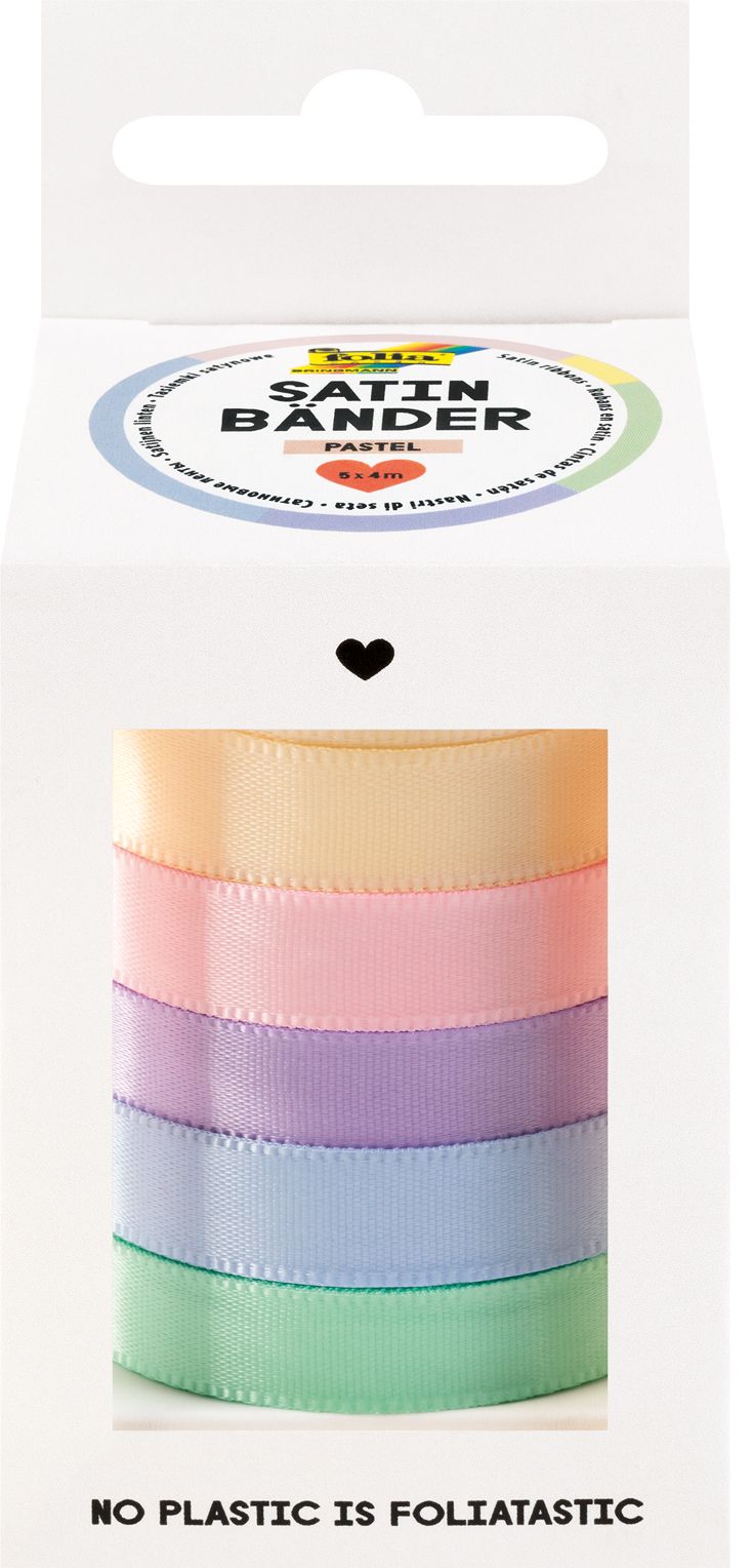 Saténové stužky - sada - 5 barev - PASTEL