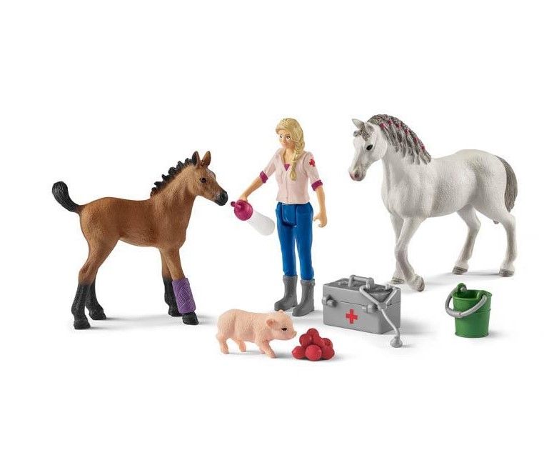 Schleich Návštěva lékaře u klisny a hříběte