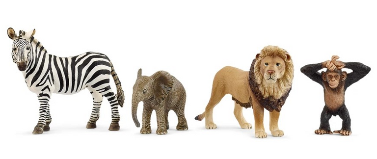 Sada 4 figurek Wild Life Zvířata Afriky