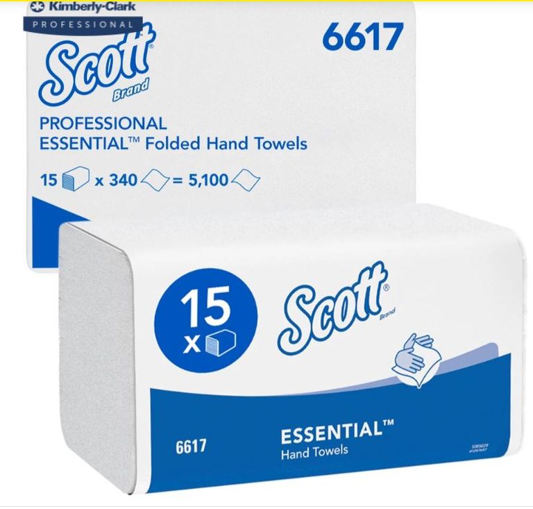 SCOTT 6617 papírové ručníky skládané - 1 vrstvé, bílé (15 x 340 ks) = 5100 ks