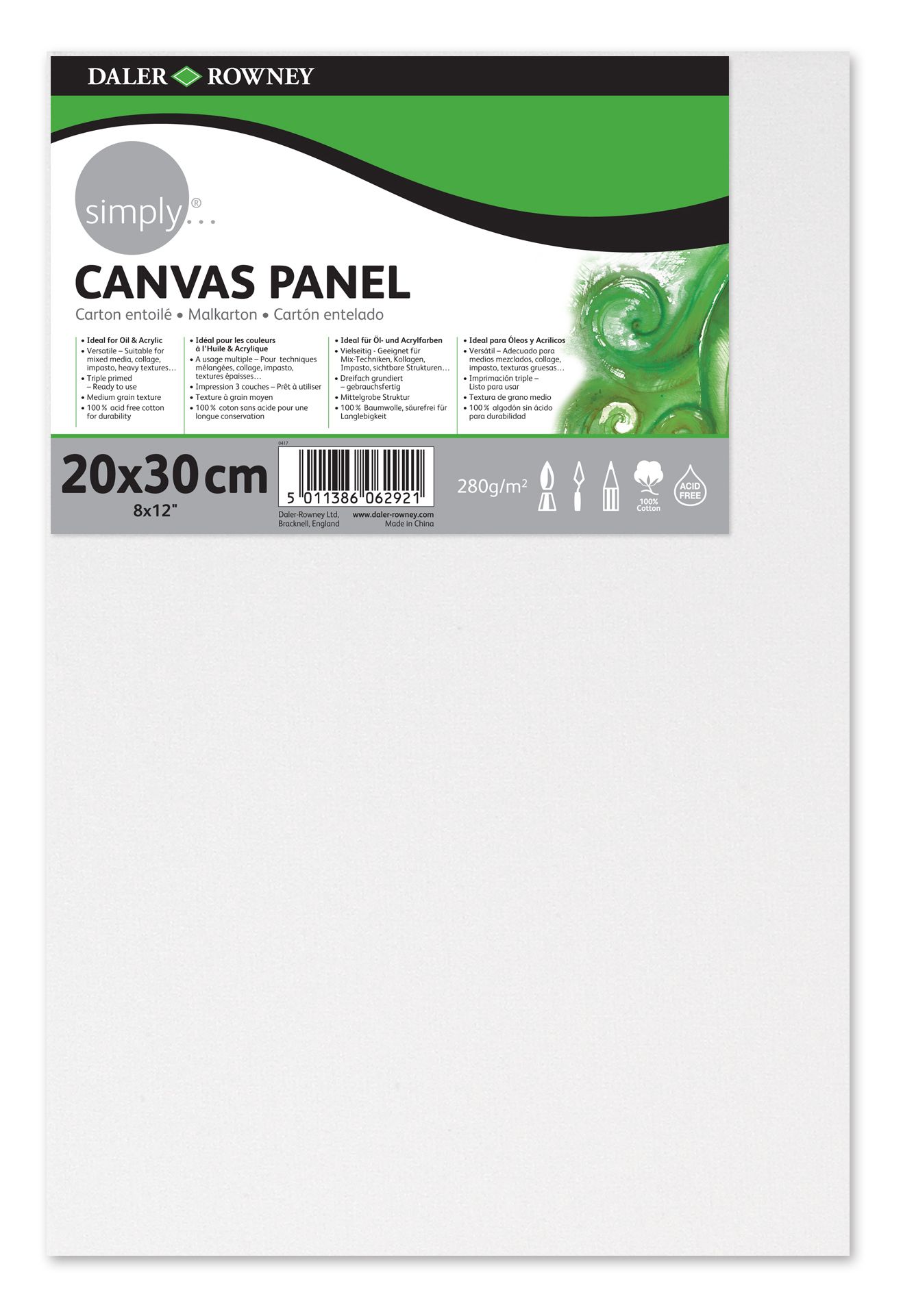 Šepsované plátno na lepence Daler-Rowney SIMPLY - 20 × 30 cm