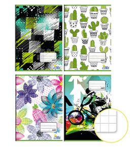 Obrázek produktu: Sešit 445, A4 40 l. čtverečkovaný 5 × 5 mm teenage - mix motivů