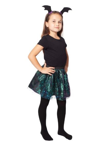 Set čarodějnice se sukní tutu a čelenkou s netopýřími oušky