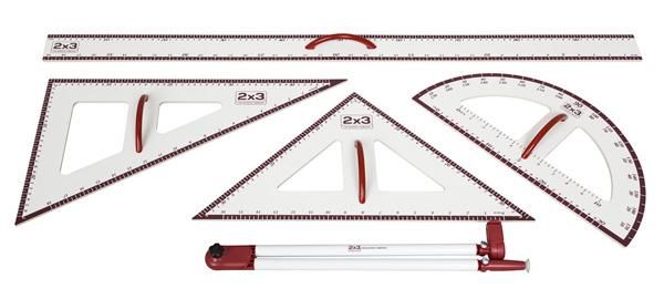 Set magnetických rýsovacích pomůcek - pravítko, 2 × trojúhelník, úhloměr, kružítko