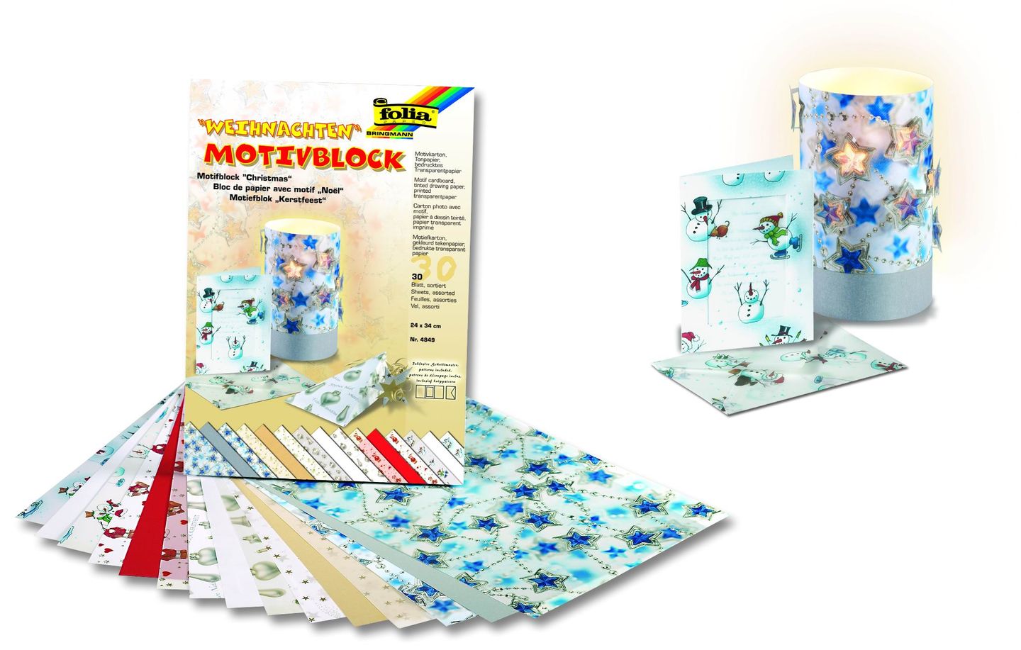 Set s dekorativními papíry s motivy Vánoce - 30 listů