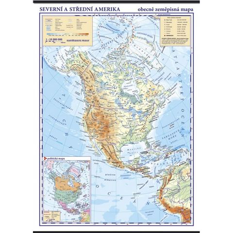 Obrázek produktu: Severní a střední Amerika - nástěnná zeměpisná mapa 1:10 mil.