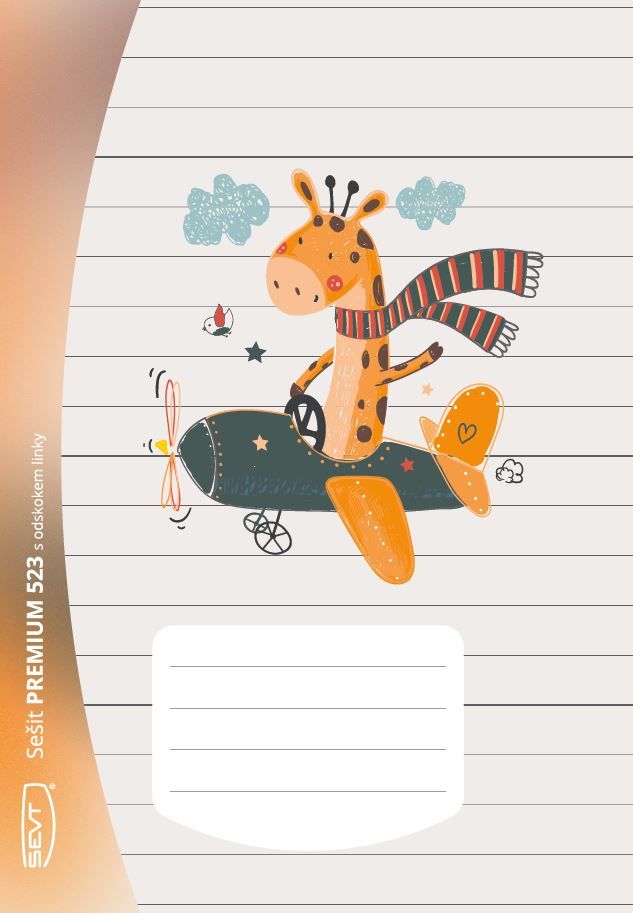 SEVT Sešit Premium 523, A5 20 l. linkovaný 12 mm s odskokem linky