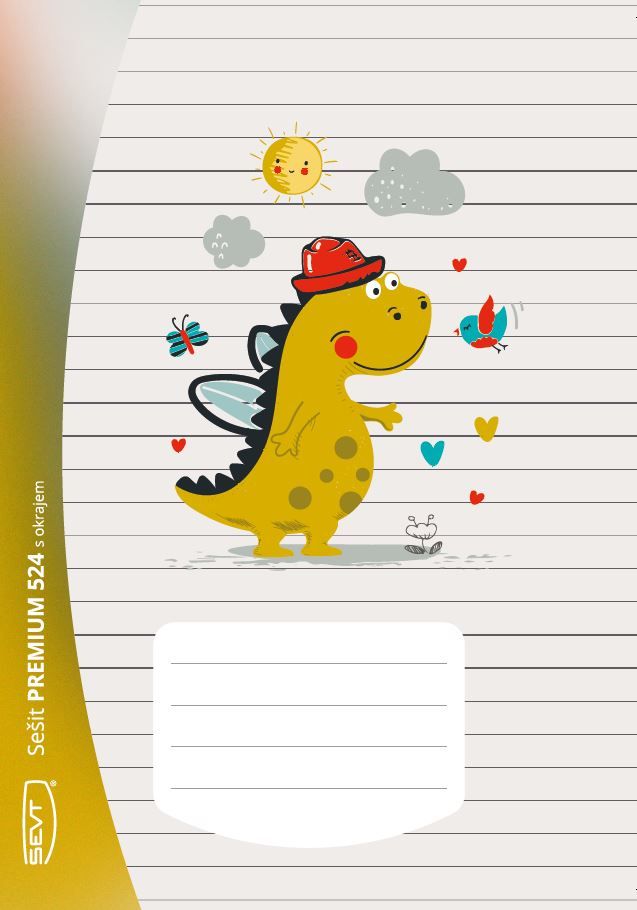 SEVT Sešit Premium 524, A5 20 l. linkovaný 8 mm s okrajem