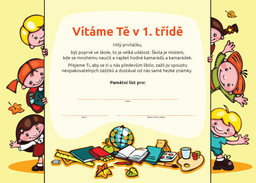 Obrázek produktu: SEVT Vítáme Tě v 1. třídě (pamětní list)