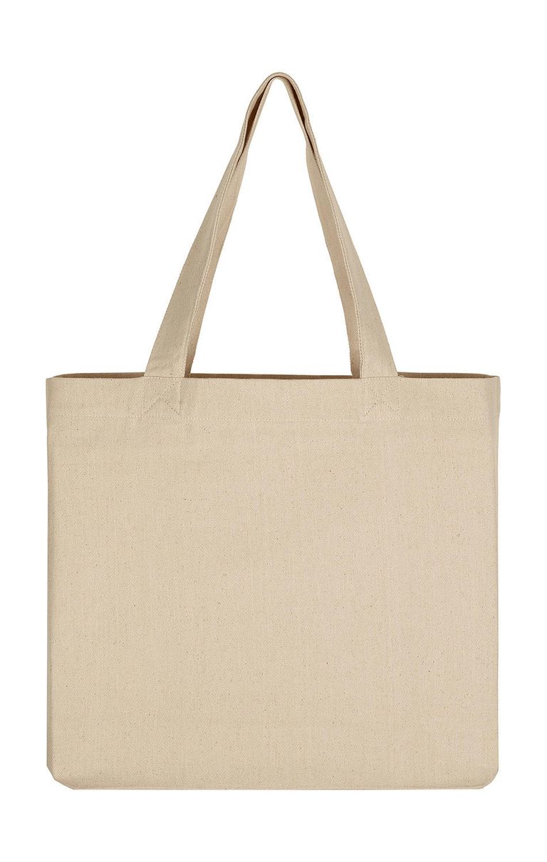 Široká nákupní taška LH, bavlna 280 g, 49 x 39 x 12 cm, ucho 60 cm, natur