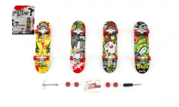 Teddies Skateboard prstový plast 10cm s doplňky asst